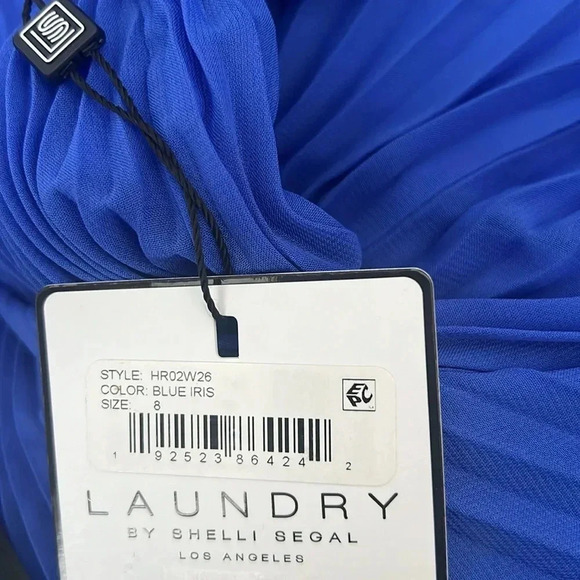 Laundry by Shelli Segal Pleated Chiffon Gown Blue Size 8 - Picture 8 of 8